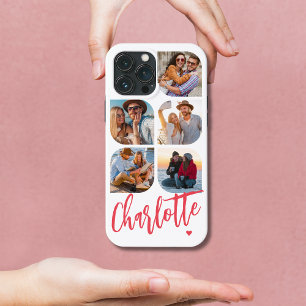 Case-Mate iPhone Case 5 Collage de photos Nom en écriture rose Cœur
