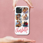 Case-Mate iPhone Case 5 Photo Moderne tendance Simple Nom personnalisé s<br><div class="desc">5 Photo Moderne tendance Simple Coeur Personnalisé Nom iPhone Dossier téléphone comprend cinq de vos photos préférées avec votre nom personnalisé dans élégant script de calligraphie rose accentué d'un coeur d'amour. Personnalisez en modifiant le texte dans la zone de texte fournie. Parfait pour l'anniversaire, Noël, Fête des Mères, baby showers,...</div>