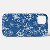 Coques Case-Mate iPhone 60s Vibe Retro Blanc et bleu Floral (Verso (horizontal))