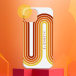 Coques iPhone 16 70 Ligne Inspiré Art Sunset Arc rouge orange jaune<br><div class="desc">Un design bohème courbé avec un motif rayé et des formes circulaires aux couleurs de coucher de soleil jaune,  orange et rouge brique. Un design audacieux mais minimal avec une zone facultative pour ajouter du texte.</div>
