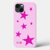 Coques Case-Mate iPhone 7 Étoiles Fuchsia et texte rose personnalisé (Verso)