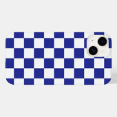 Coques Case-Mate iPhone à damiers bleu et blanc (Verso (horizontal))