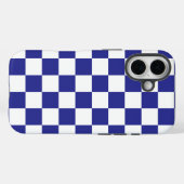 Coques Case-Mate iPhone à damiers bleu foncé et blanc (Verso (horizontal))