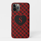 Coques Case-Mate iPhone à damiers Monogramme Noël Rouge Buffle Plaid (Dos)