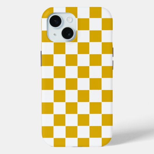 Coques Case-Mate iPhone à damiers moutarde jaune et blanc (Verso)