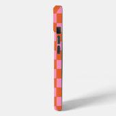 Coques Case-Mate iPhone à damiers orange et rose (Verso / Gauche)