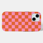 Coques Case-Mate iPhone à damiers orange et rose (Verso (horizontal))