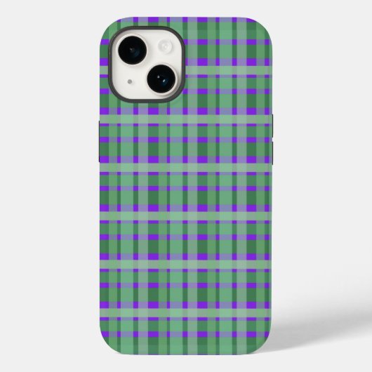 Coques Case-Mate iPhone à damiers Plaid Tartan Green Stripes Sur Violet (Verso)