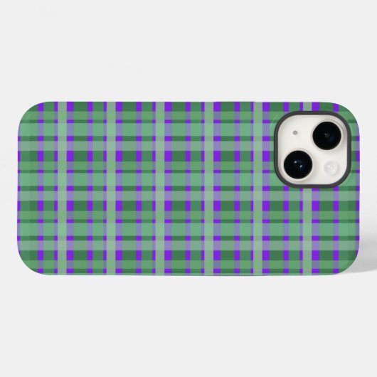 Coques Case-Mate iPhone à damiers Plaid Tartan Green Stripes Sur Violet (Verso (horizontal))