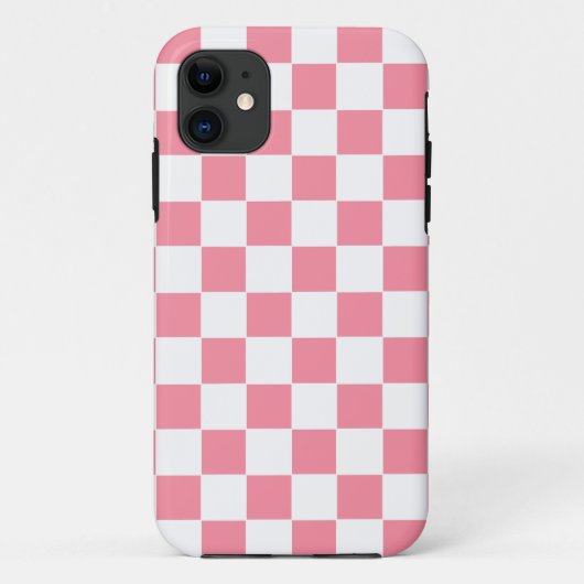 Coques Case-Mate iPhone à damiers rose et blanc (Dos)