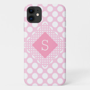Case-Mate iPhone Case À petits pois rose Monogramme Girl Moderne Simple