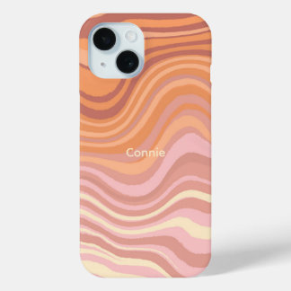 Coque Pour iPhone 15 A phone case with sunset colors in waves.