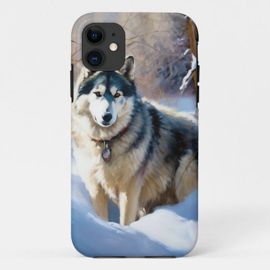 Coques Case-Mate iPhone Aaskan Malamute Qu'il neige Noël (Dos)