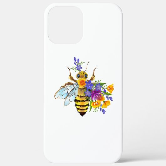 Coques Case-Mate iPhone Abeille à fleurs avec plantes sauvages (Verso)