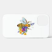 Coques Case-Mate iPhone Abeille à fleurs avec plantes sauvages (Verso (horizontal))