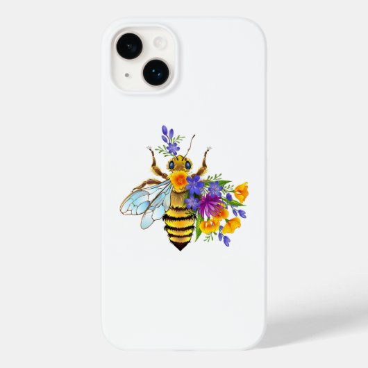 Coques Case-Mate iPhone abeille à fleurs avec plantes sauvages (Verso)