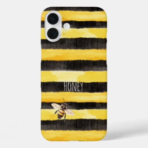 Coques iPhone 16 Plus Abeille de miel Noir Jaune