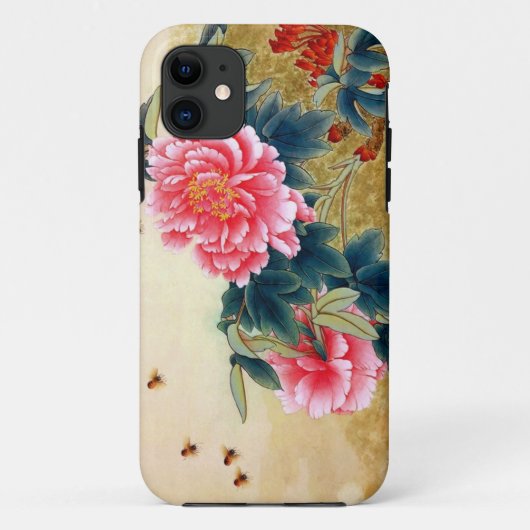 Coques Case-Mate iPhone Abeille fraîche de fleur de rose d'aquarelle de (Dos)