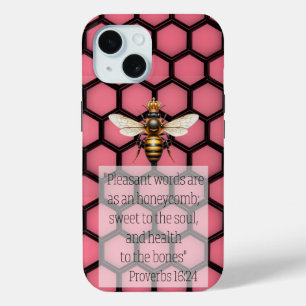Coque Pour iPhone 15 Abeille Reine Rose Noir Religieuse Branchée