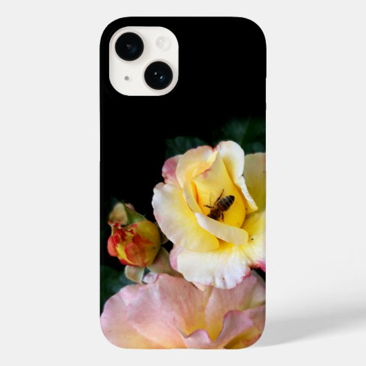 Coques Case-Mate iPhone Abeille sur roses rose jaune Fleurs (Verso)