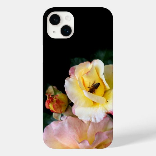 Coques Case-Mate iPhone Abeille sur roses rose jaune Fleurs (Verso)