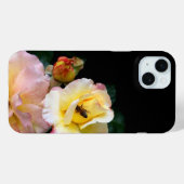 Coques Case-Mate iPhone Abeille sur roses rose jaune Fleurs (Verso (horizontal))