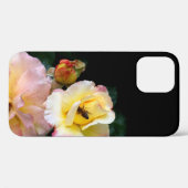 Coques Case-Mate iPhone Abeille sur roses rose jaune Fleurs (Verso (horizontal))