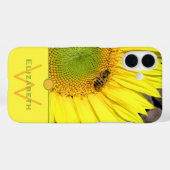Coques Case-Mate iPhone Abeille sur tournesol Lettre initiale Monogramme (Verso (horizontal))
