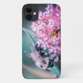 Coques Case-Mate iPhone Abeille sur une floraison rose (Dos)