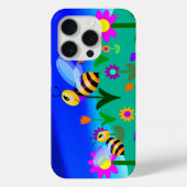 Coques Case-Mate iPhone Abeilles heureuses dans un champ de fleurs (Verso)