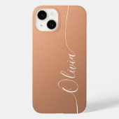 Coques Case-Mate iPhone Abricot Élégant Calligraphie Script Nom (Verso)
