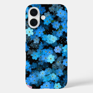 Coques iPhone 16 Abstract Blue Flowers