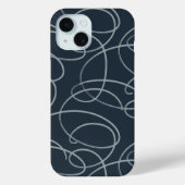 Coques Case-Mate iPhone Abstract Swirling Vine | Minimalist Line Art Navy (Verso)