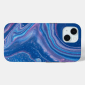Coques Case-Mate iPhone Abstraction de l'agate marbrée bleu et rose (Verso (horizontal))