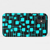 Coques Case-Mate iPhone Abstrait 111211 - Cyan sur noir (Dos (Horizontal))