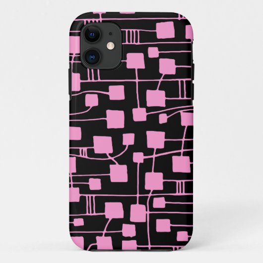 Coques Case-Mate iPhone Abstrait 111211 - Rose sur noir (Dos)