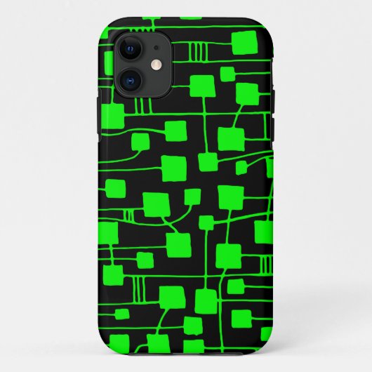 Coques Case-Mate iPhone Abstrait 111211 - Vert sur noir (Dos)