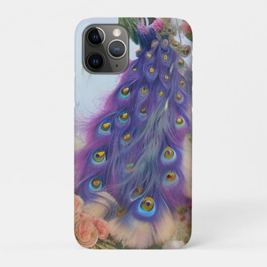Coques Case-Mate iPhone Abstrait AI Art Purple Peacock plumes queue (Dos)
