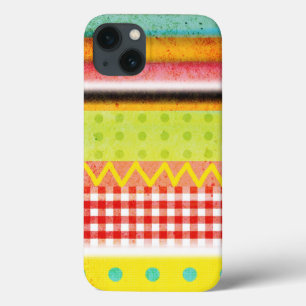 iPhone 13 Case Abstrait Ancien style En vichy Zigzag rayé Polka