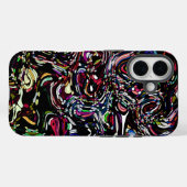Coques Case-Mate iPhone Abstrait Art Black Swirl Rouge (Verso (horizontal))