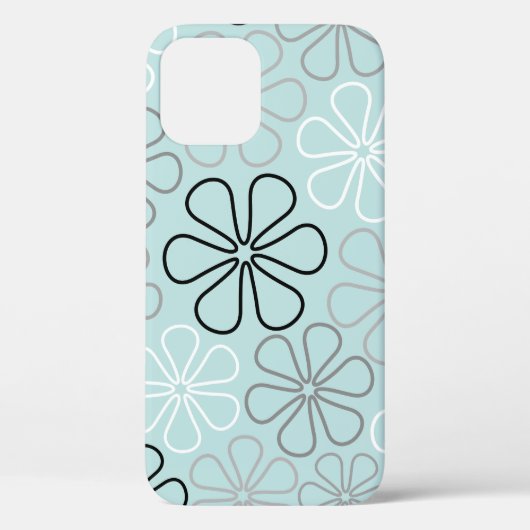 Coques Case-Mate iPhone Abstrait Big Flower Outlines BWG+Duck Egg Blue (Verso)