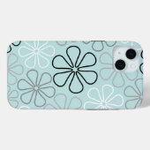 Coques Case-Mate iPhone Abstrait Big Flower Outlines BWG+Duck Egg Blue (Verso (horizontal))
