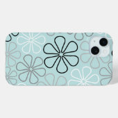 Coques Case-Mate iPhone Abstrait Big Flower Outlines BWG+Duck Egg Blue (Verso (horizontal))