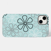 Coques Case-Mate iPhone Abstrait Big Flower Outlines BWG+Duck Egg Blue (Verso (horizontal))