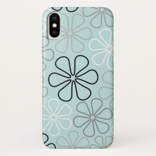 Case-Mate iPhone Case Abstrait Big Flower Outlines BWG+Duck Egg Blue