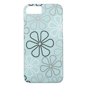 Case-Mate iPhone Case Abstrait Big Flower Outlines BWG+Duck Egg Blue