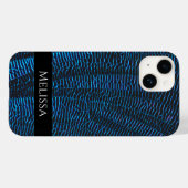 Coques Case-Mate iPhone Abstrait bleu brillant métallique (Verso (horizontal))