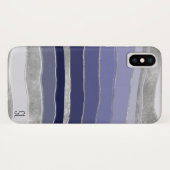 Coques Case-Mate iPhone Abstrait bleu et argent personnalisé (Dos (Horizontal))