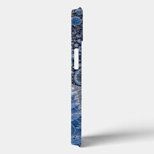 Coques Case-Mate iPhone Abstrait bleu et noir complexe fractal (Verso / Droite)