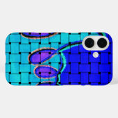 Coques Case-Mate iPhone Abstrait bleu français avec texture tissée (Verso (horizontal))